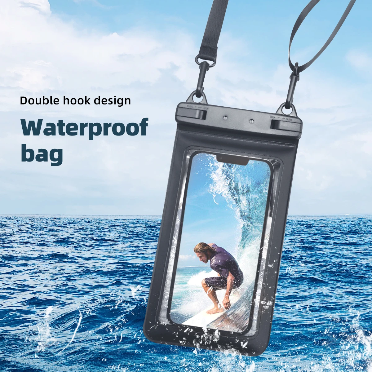 FONKEN-funda impermeable de vista completa para tel&eacute;fono, funda grande para tel&eacute;fono m&oacute;vil bajo el agua, nieve, selva tropical, bolsa seca transparente, nataci&oacute;n