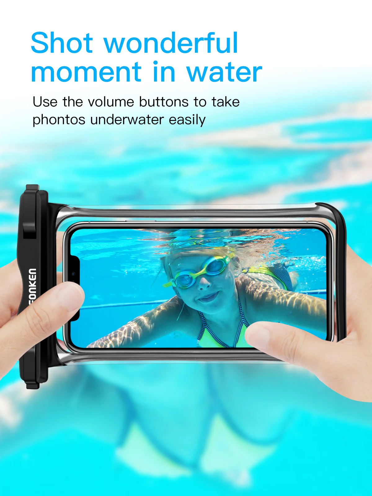 FONKEN-funda impermeable de vista completa para tel&eacute;fono, funda grande para tel&eacute;fono m&oacute;vil bajo el agua, nieve, selva tropical, bolsa seca transparente, nataci&oacute;n