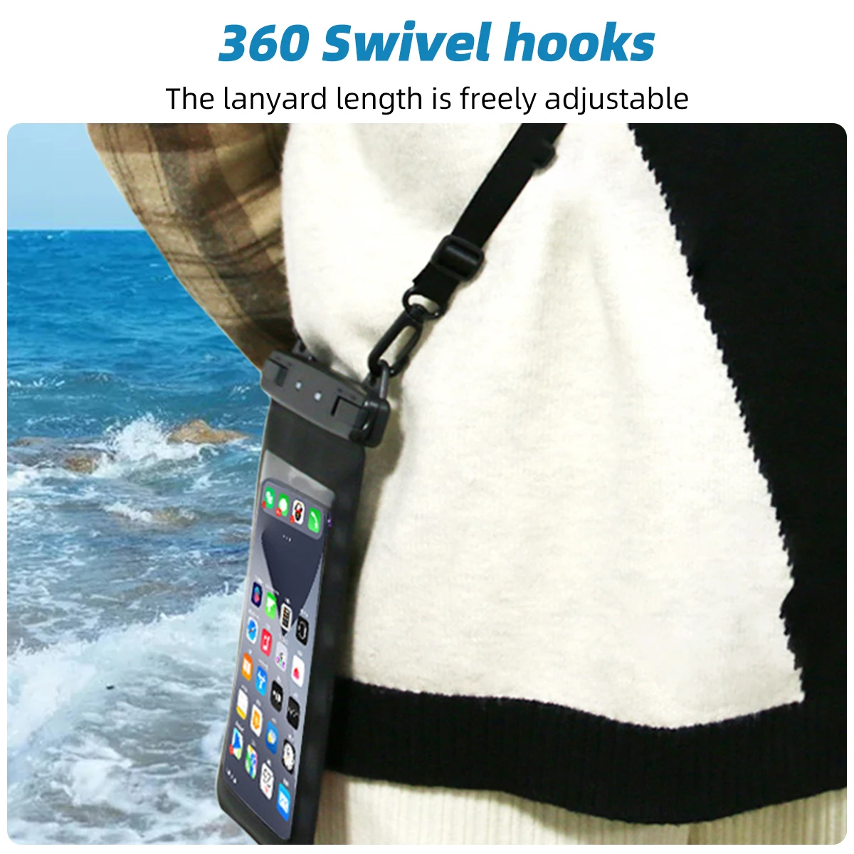 FONKEN-funda impermeable de vista completa para tel&eacute;fono, funda grande para tel&eacute;fono m&oacute;vil bajo el agua, nieve, selva tropical, bolsa seca transparente, nataci&oacute;n