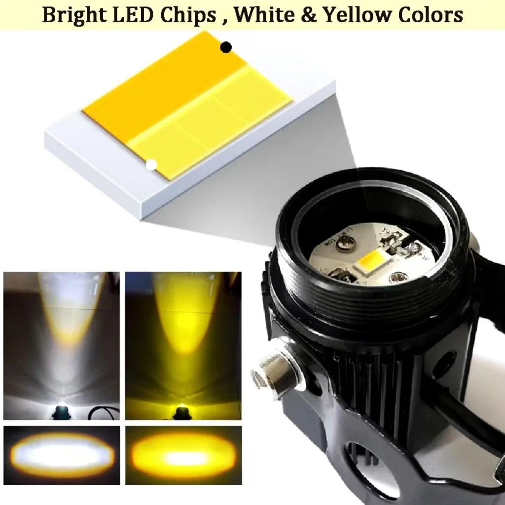 Heyword 1pc Mini Luz Auxiliar para Motocicleta, Doble Color, para Faro Delantero, L&aacute;mpara Auxiliar, ATV, Scooter, Moto, Luz Antiniebla, Accesorios 12V