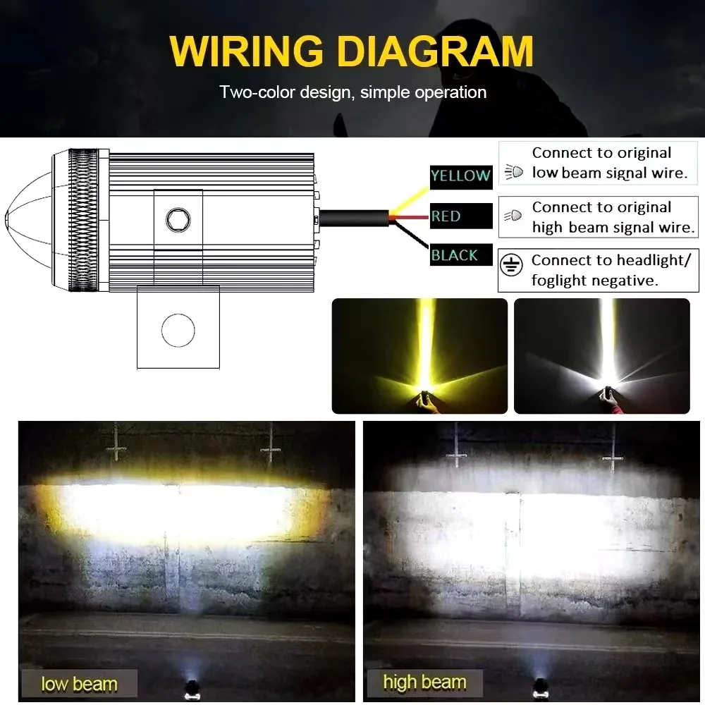 Heyword 1pc Mini Luz Auxiliar para Motocicleta, Doble Color, para Faro Delantero, Lámpara Auxiliar, ATV, Scooter, Moto, Luz Antiniebla, Accesorios 12V Heyword 1pc Mini Luz Auxiliar para Motocicleta, Doble Color, para Faro Delantero, Lámpara Auxiliar, ATV, Scooter, Moto, Luz Antiniebla, Accesorios 12V