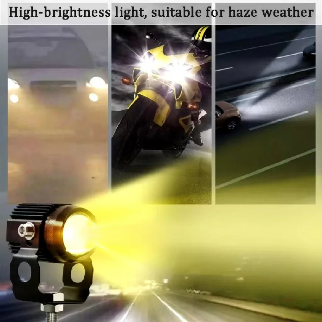 Heyword 1pc Mini Luz Auxiliar para Motocicleta, Doble Color, para Faro Delantero, L&aacute;mpara Auxiliar, ATV, Scooter, Moto, Luz Antiniebla, Accesorios 12V