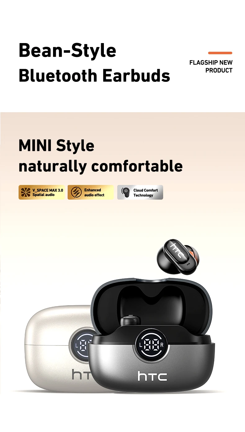 Auriculares Inal&aacute;mbricos Bluetooth HTC NE79 TWS: Auriculares con Traductor IA, Cancelaci&oacute;n de Ruido, Bater&iacute;a de Larga Duraci&oacute;n, Audio Premium