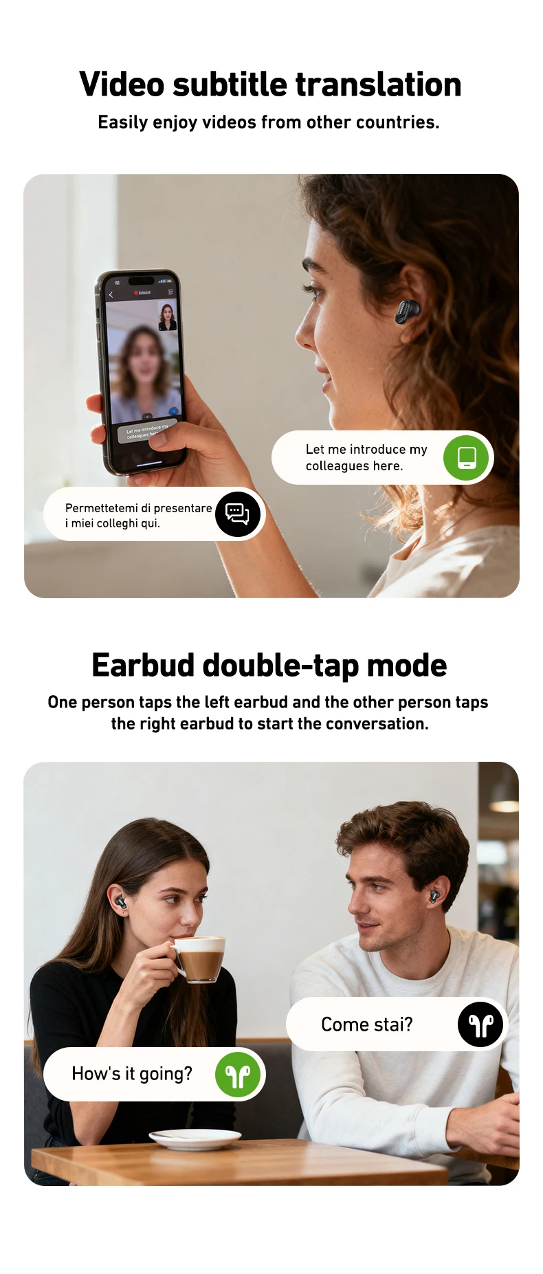 Auriculares Inal&aacute;mbricos Bluetooth HTC NE79 TWS: Auriculares con Traductor IA, Cancelaci&oacute;n de Ruido, Bater&iacute;a de Larga Duraci&oacute;n, Audio Premium