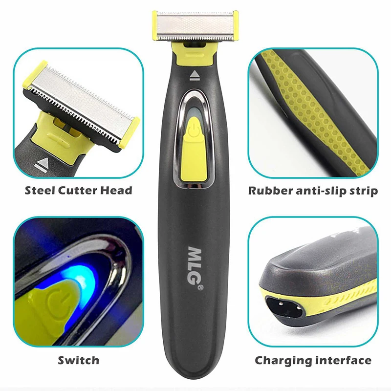 Afeitadora el&eacute;ctrica MLG para hombres y mujeres, recortadora port&aacute;til de cuerpo completo, maquinilla de afeitar con hoja en forma de T USB para barba, axila, lavable