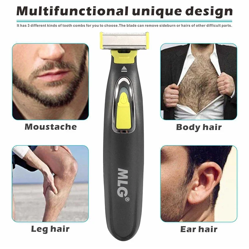 Afeitadora eléctrica MLG para hombres y mujeres, recortadora portátil de cuerpo completo, maquinilla de afeitar con hoja en forma de T USB para barba, axila, lavable Afeitadora eléctrica MLG para hombres y mujeres, recortadora portátil de cuerpo completo, maquinilla de afeitar con hoja en forma de T USB para barba, axila, lavable