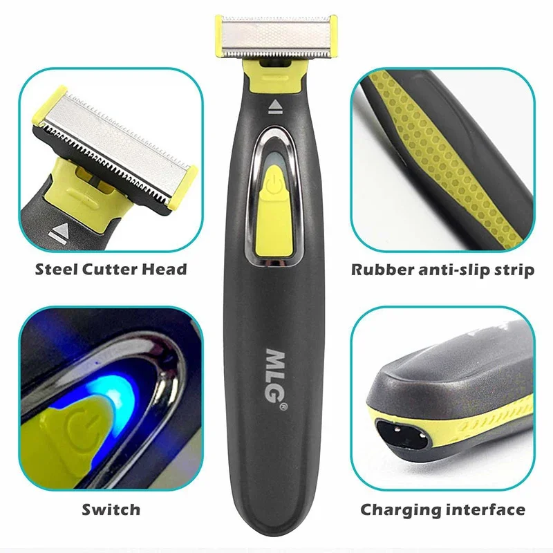 Afeitadora eléctrica MLG para hombres y mujeres, recortadora portátil de cuerpo completo, maquinilla de afeitar con hoja en forma de T USB para barba, axila, lavable Afeitadora eléctrica MLG para hombres y mujeres, recortadora portátil de cuerpo completo, maquinilla de afeitar con hoja en forma de T USB para barba, axila, lavable