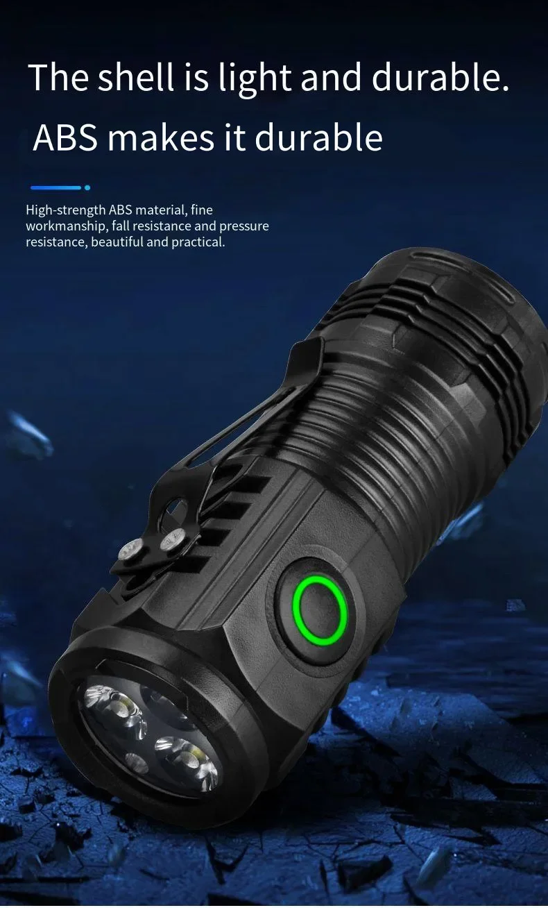 Linterna recargable para exteriores, luz fuerte port&aacute;til, resistente al agua, para acampar, caminar, l&aacute;mpara de iluminaci&oacute;n EDC port&aacute;til