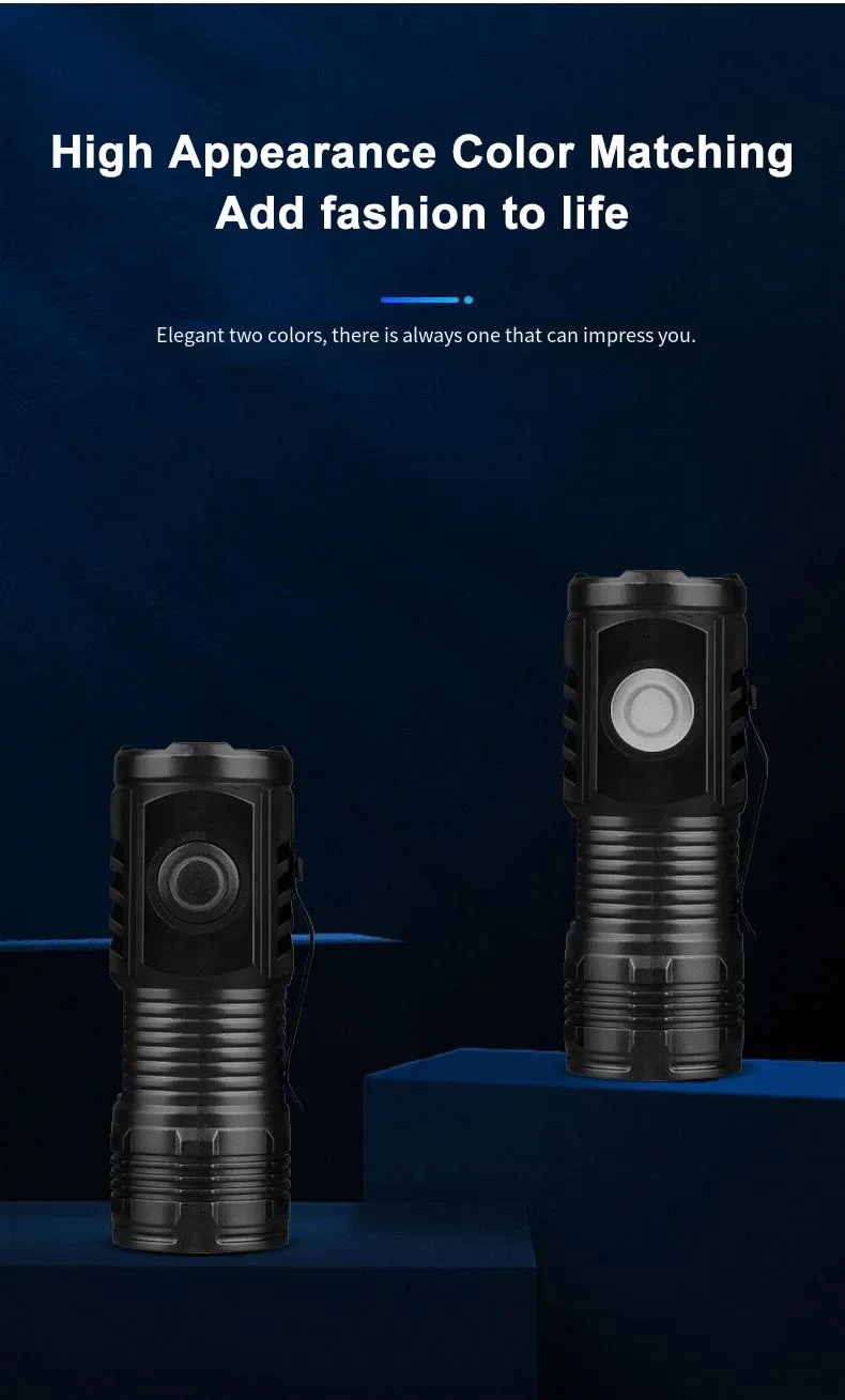 Linterna recargable para exteriores, luz fuerte port&aacute;til, resistente al agua, para acampar, caminar, l&aacute;mpara de iluminaci&oacute;n EDC port&aacute;til