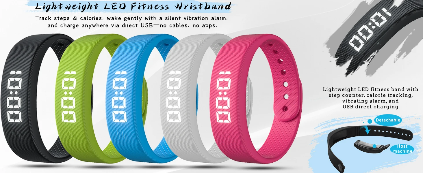 Reloj Inteligente Deportivo para Exteriores con Alarma de Vibraci&oacute;n, Contador de Pasos, Pod&oacute;metro de 24 Horas, Pulsera Recargable