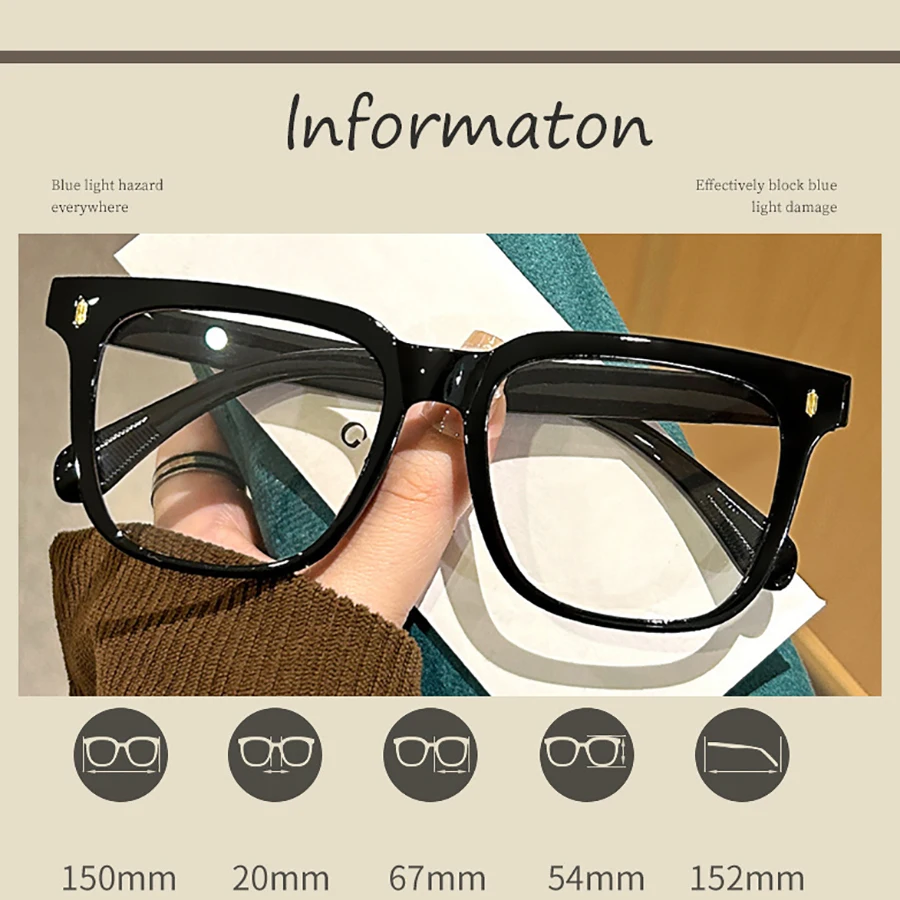 Nuevas Gafas Transparentes Cuadradas para Estudiantes con Miop&iacute;a, Unisex, Ligeras, para Rostro Redondo, con Protecci&oacute;n Anti Luz Azul