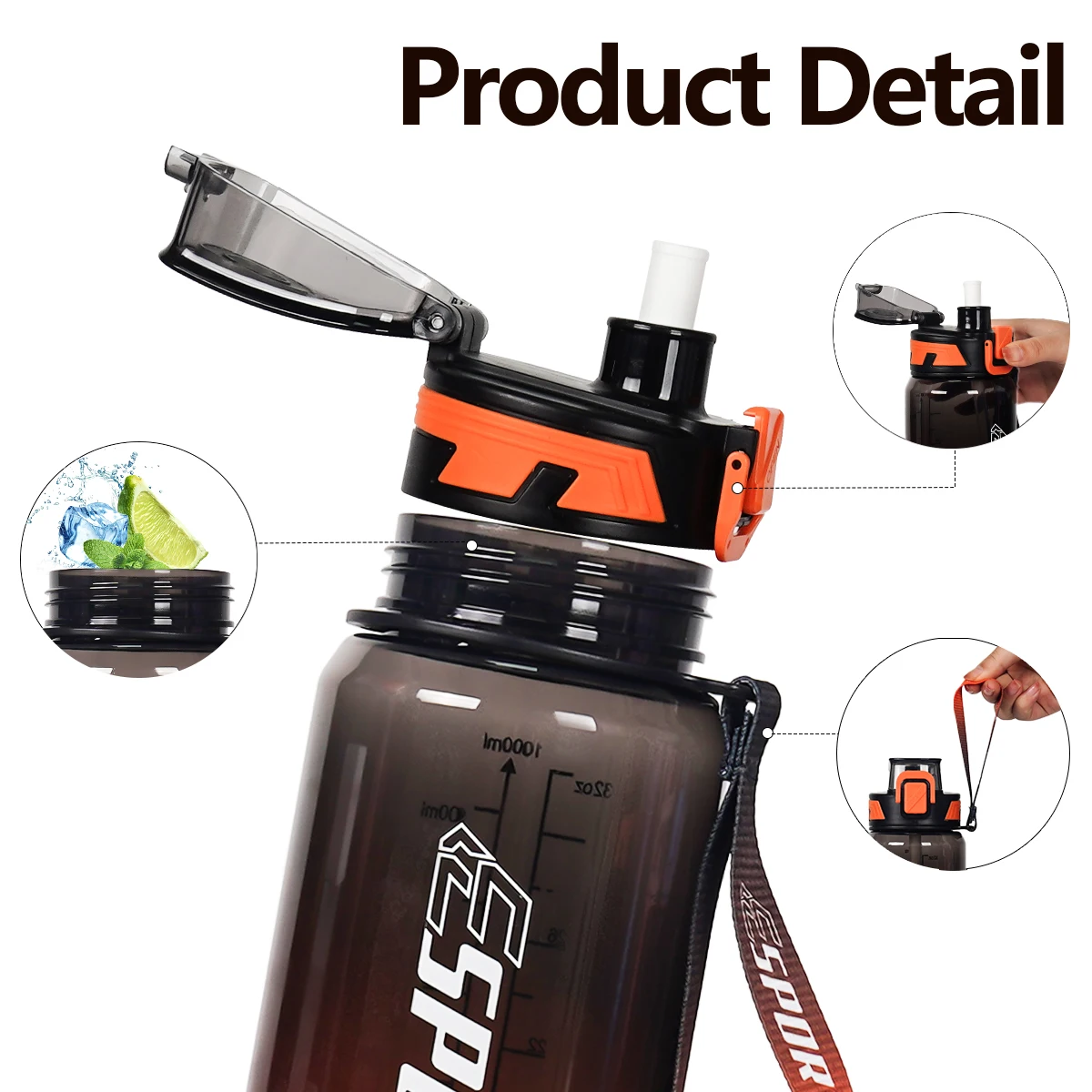Botella de Agua Deportiva con Pajita para Exteriores de 950 ml/31 oz y 700 ml/24 oz, Ideal para Regalos de Cumplea&ntilde;os y Entusiastas del Fitness