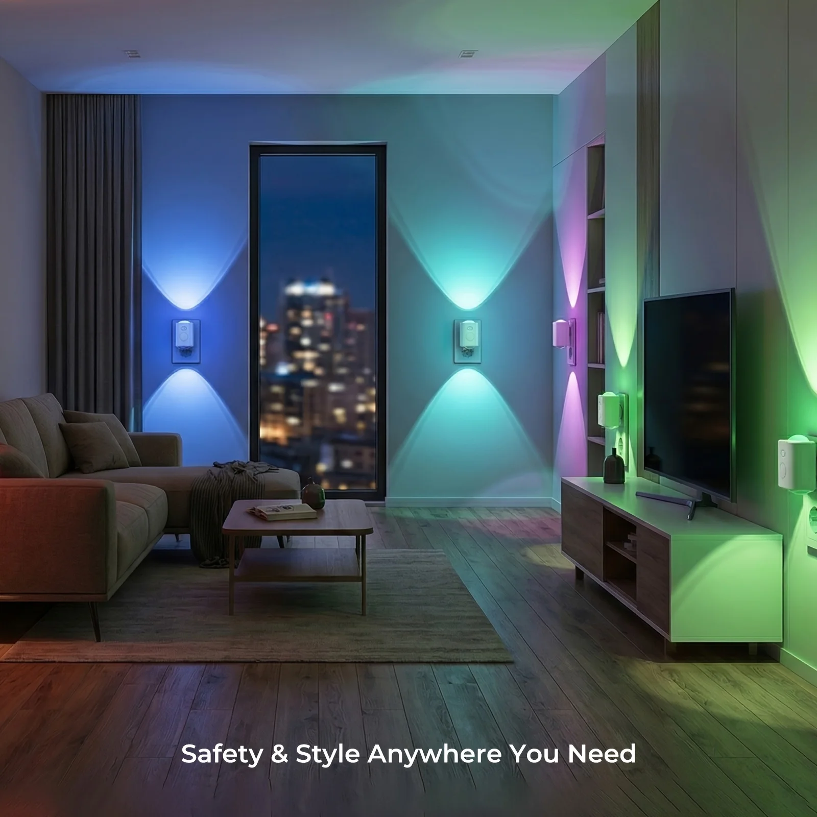 Luz Nocturna LED RGB con Sensor de Movimiento, 7 Colores, Enchufe Europeo, Sensor Infrarrojo Inteligente, L&aacute;mpara de Pared para Dormitorio, Escaleras, Pasillos, L&aacute;mpara Nocturna Enchufable