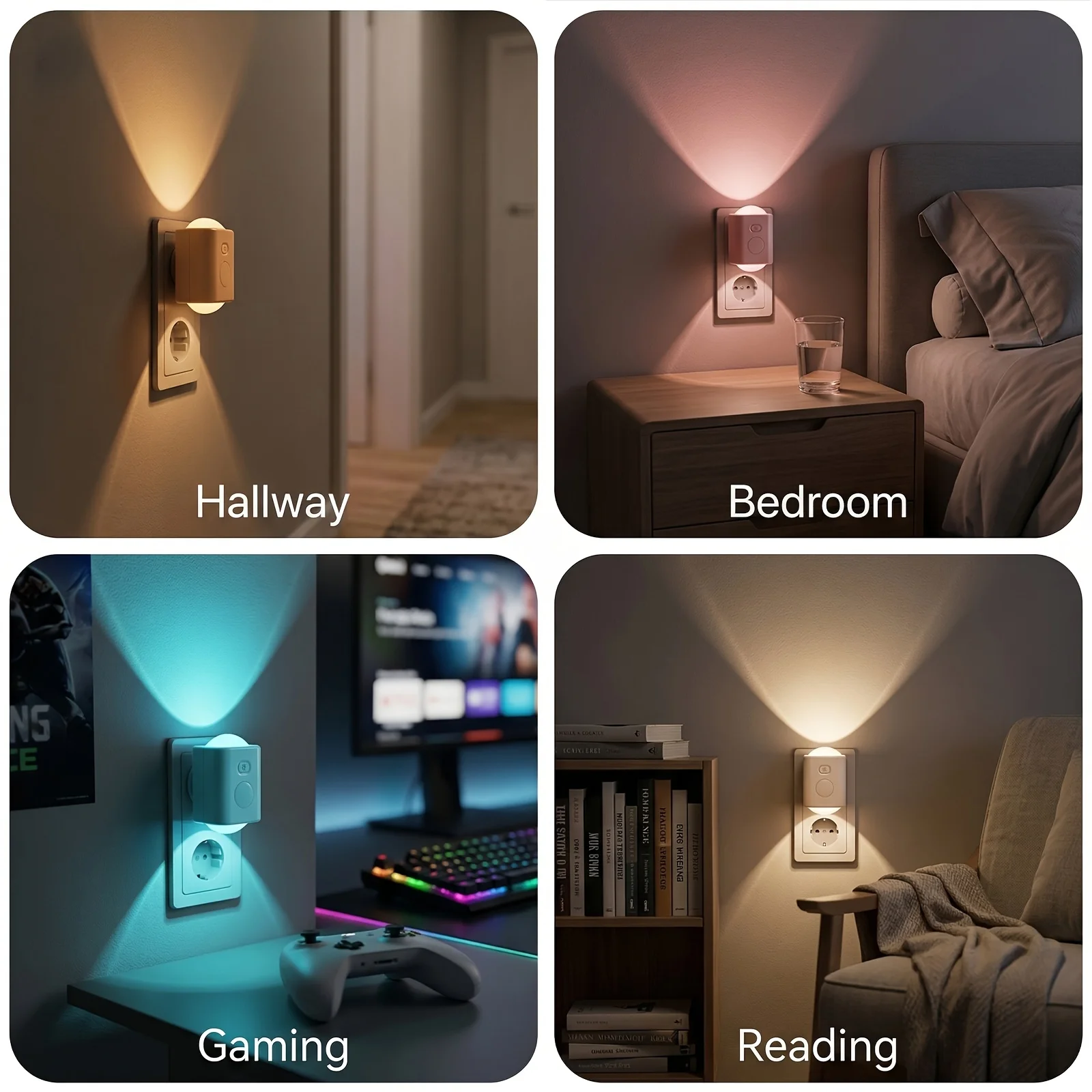Luz Nocturna LED RGB con Sensor de Movimiento, 7 Colores, Enchufe Europeo, Sensor Infrarrojo Inteligente, L&aacute;mpara de Pared para Dormitorio, Escaleras, Pasillos, L&aacute;mpara Nocturna Enchufable