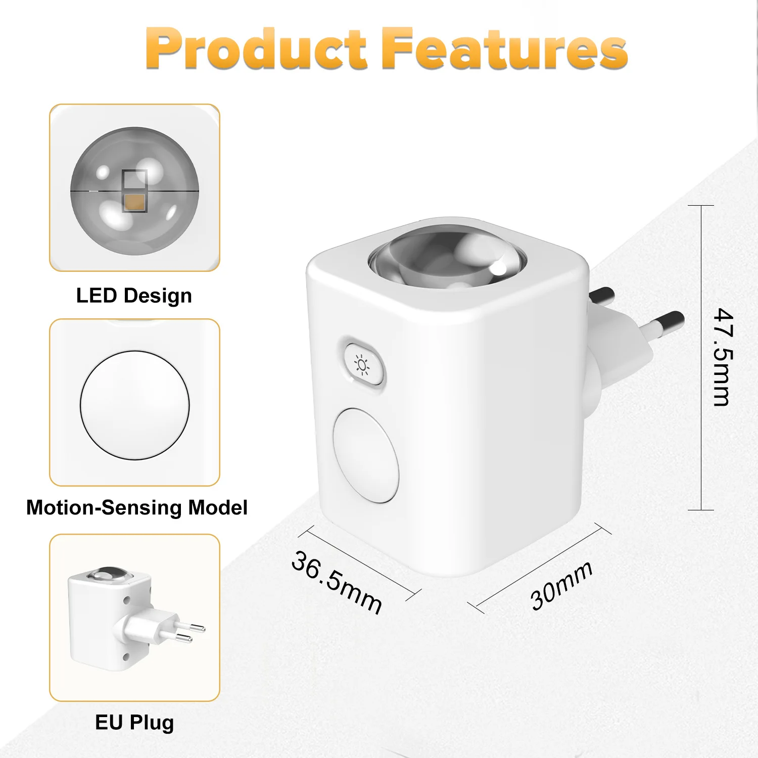 Luz Nocturna LED RGB con Sensor de Movimiento, 7 Colores, Enchufe Europeo, Sensor Infrarrojo Inteligente, L&aacute;mpara de Pared para Dormitorio, Escaleras, Pasillos, L&aacute;mpara Nocturna Enchufable