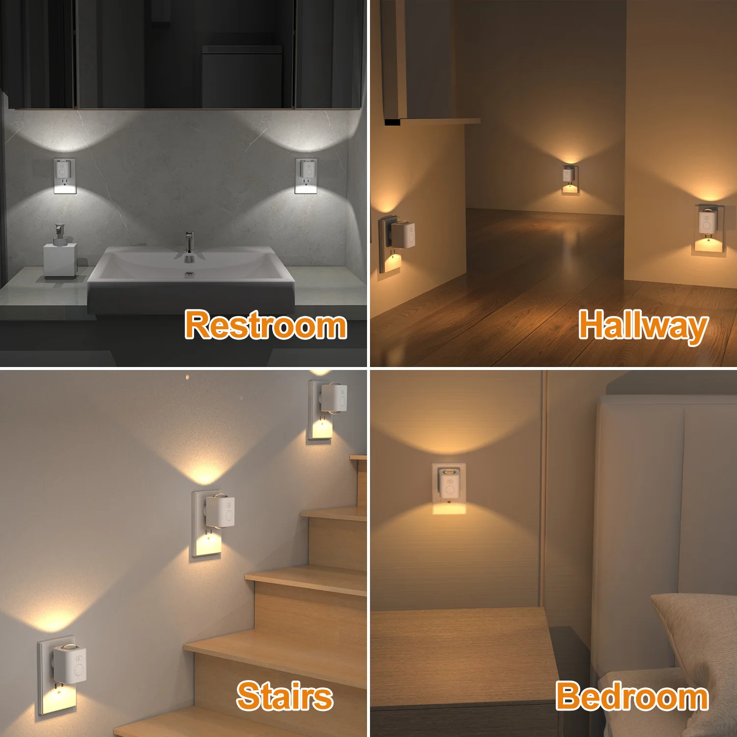 Luz Nocturna LED RGB con Sensor de Movimiento, 7 Colores, Enchufe Europeo, Sensor Infrarrojo Inteligente, L&aacute;mpara de Pared para Dormitorio, Escaleras, Pasillos, L&aacute;mpara Nocturna Enchufable