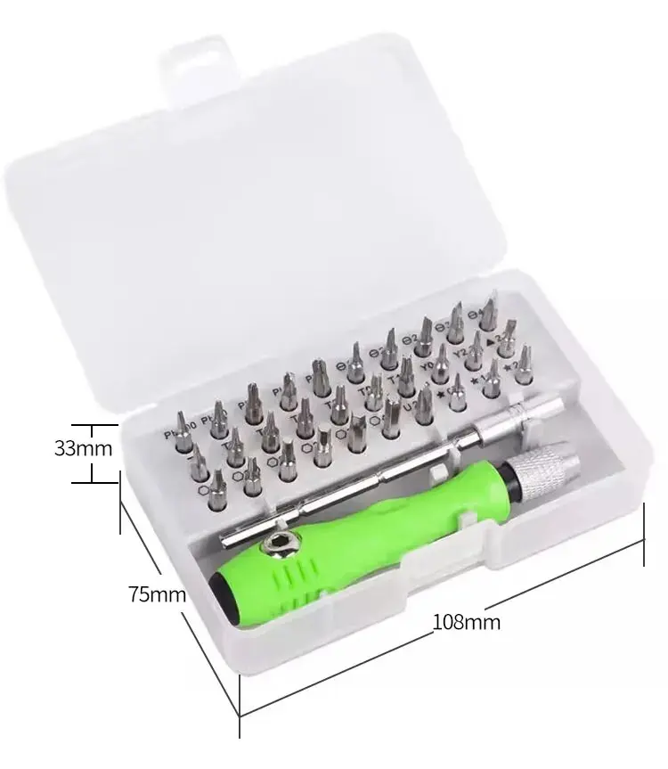 Mini juego de destornilladores de precisión 32 en 1, brocas Phillips magnéticas, Kit de herramientas de reparación manual multifuncional para teléfono, reloj, gafas, PC Mini juego de destornilladores de precisión 32 en 1, brocas Phillips magnéticas, Kit de herramientas de reparación manual multifuncional para teléfono, reloj, gafas, PC