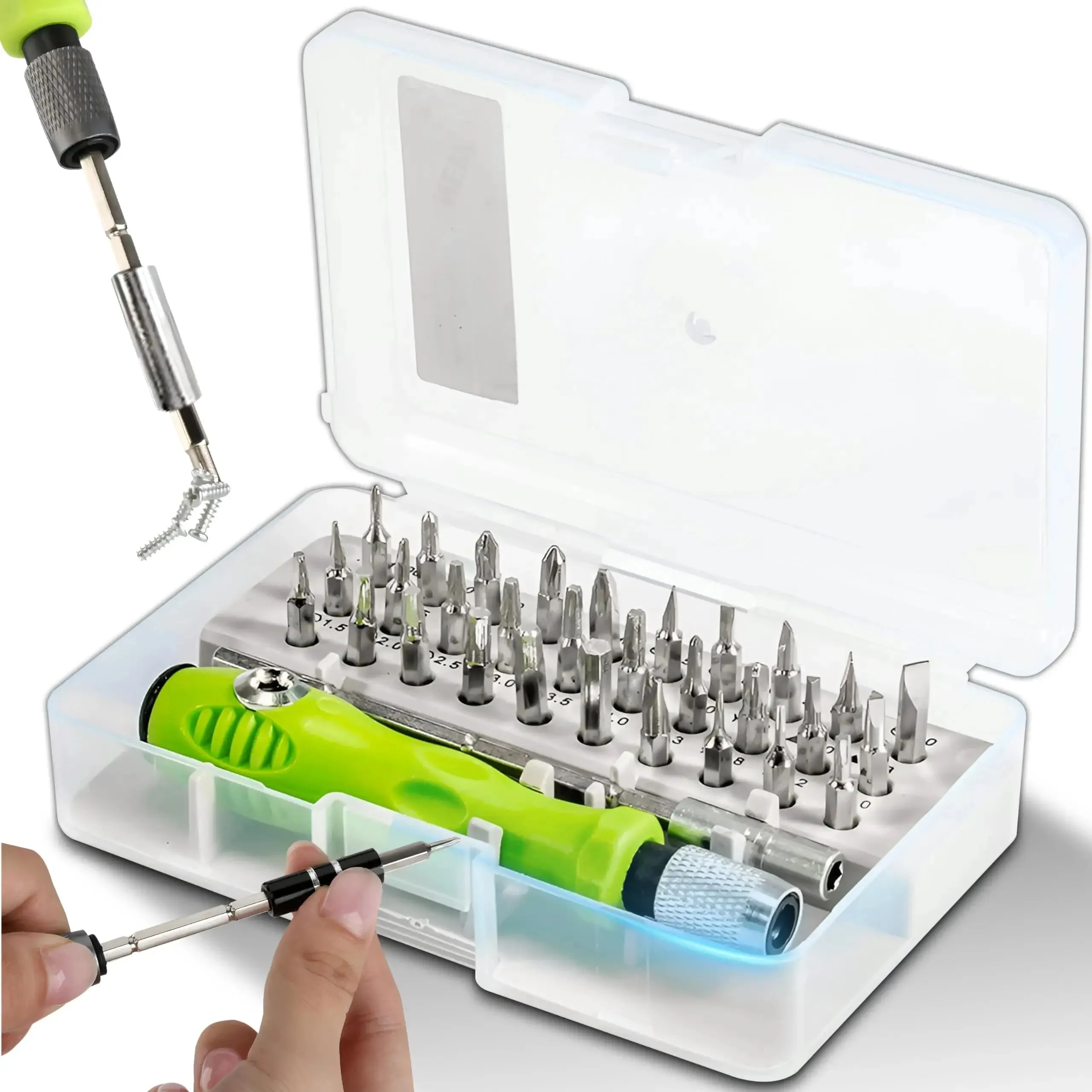 Mini juego de destornilladores de precisión 32 en 1, brocas Phillips magnéticas, Kit de herramientas de reparación manual multifuncional para teléfono, reloj, gafas, PC Mini juego de destornilladores de precisión 32 en 1, brocas Phillips magnéticas, Kit de herramientas de reparación manual multifuncional para teléfono, reloj, gafas, PC