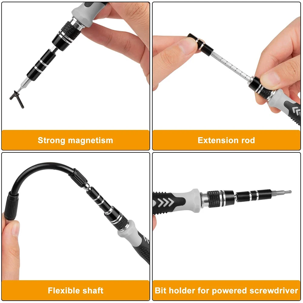 Juego de destornilladores 25/115/135/140 en 1, Kit de puntas de tornillo Phillips Torx magn&eacute;tico con llave removedora el&eacute;ctrica, herramientas de reparaci&oacute;n de tel&eacute;fono y PC