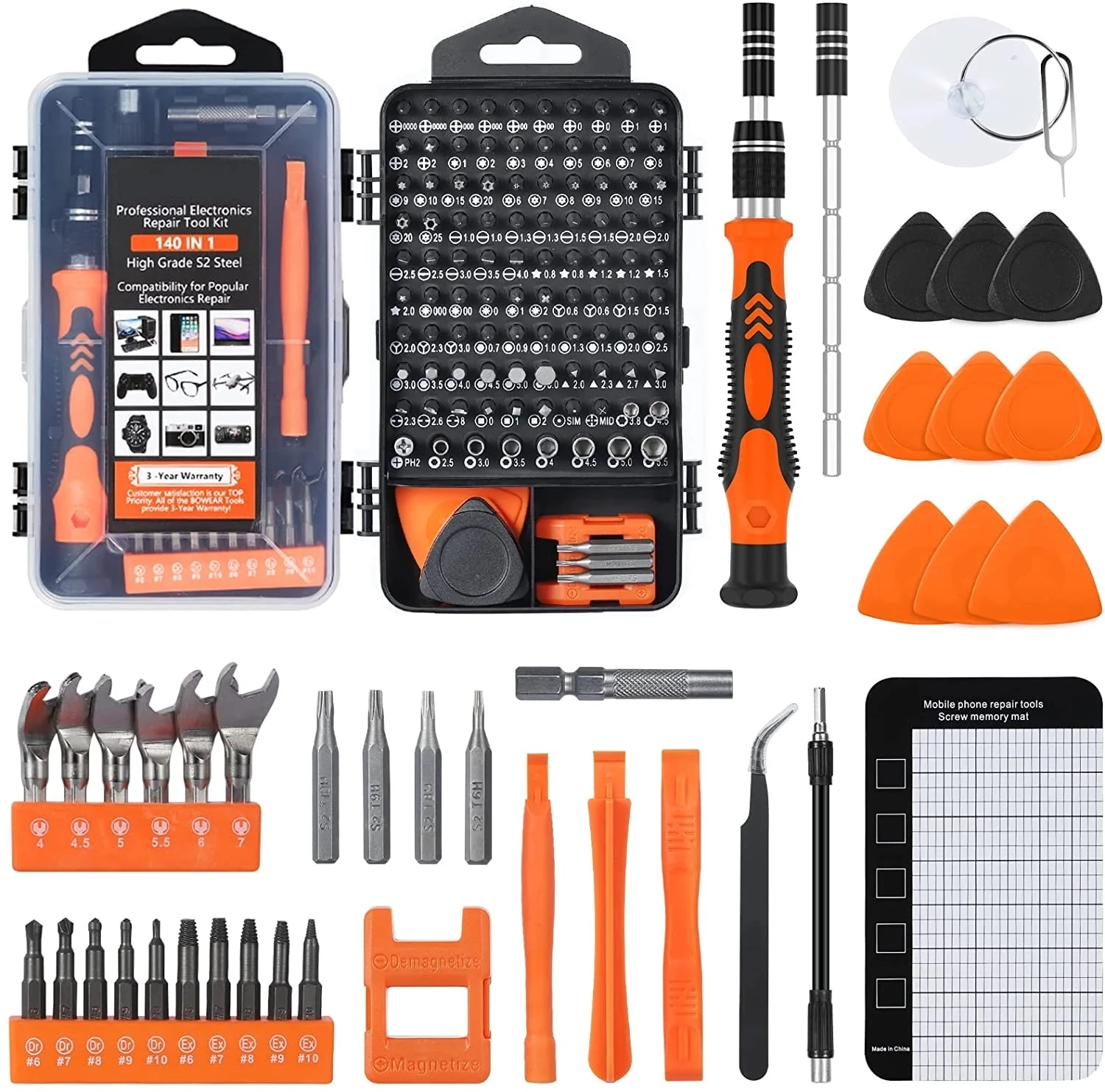 Juego de destornilladores 25/115/135/140 en 1, Kit de puntas de tornillo Phillips Torx magn&eacute;tico con llave removedora el&eacute;ctrica, herramientas de reparaci&oacute;n de tel&eacute;fono y PC
