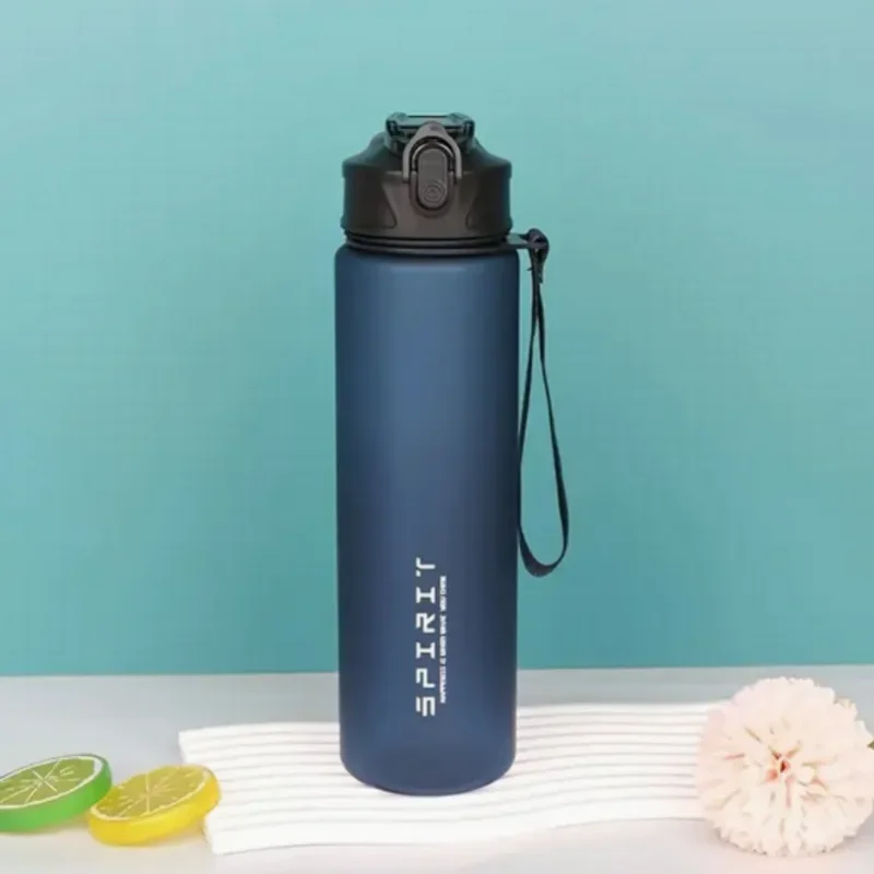 Botella de agua deportiva con pajita de seguimiento de tiempo, cubierta abatible con bloqueo a prueba de fugas para f&aacute;cil transporte, Ideal para aventuras al aire libre