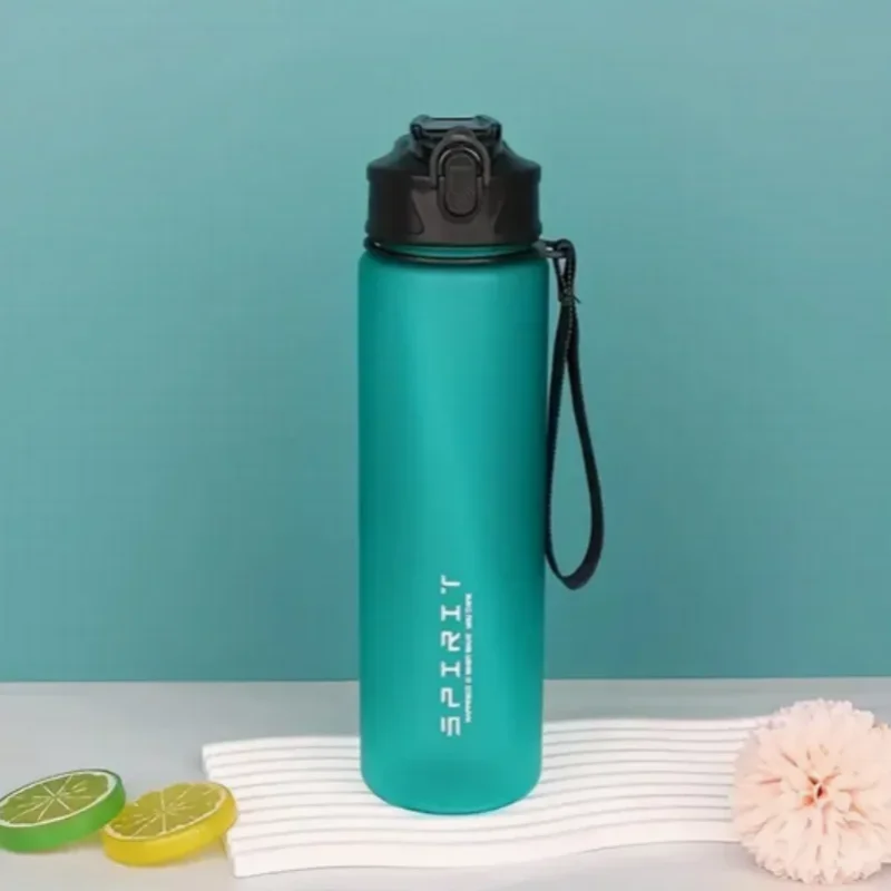 Botella de agua deportiva con pajita de seguimiento de tiempo, cubierta abatible con bloqueo a prueba de fugas para f&aacute;cil transporte, Ideal para aventuras al aire libre