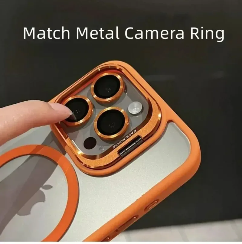 Funda de tel&eacute;fono magn&eacute;tica de lujo a prueba de golpes para iPhone 16, 15, 14, 13, 12, 11, 17 Pro Max, Funda protectora de lente de cristal con soporte Magsafe