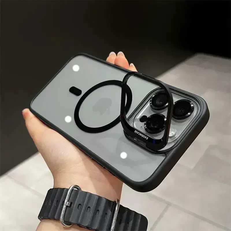 Funda de tel&eacute;fono magn&eacute;tica de lujo a prueba de golpes para iPhone 16, 15, 14, 13, 12, 11, 17 Pro Max, Funda protectora de lente de cristal con soporte Magsafe