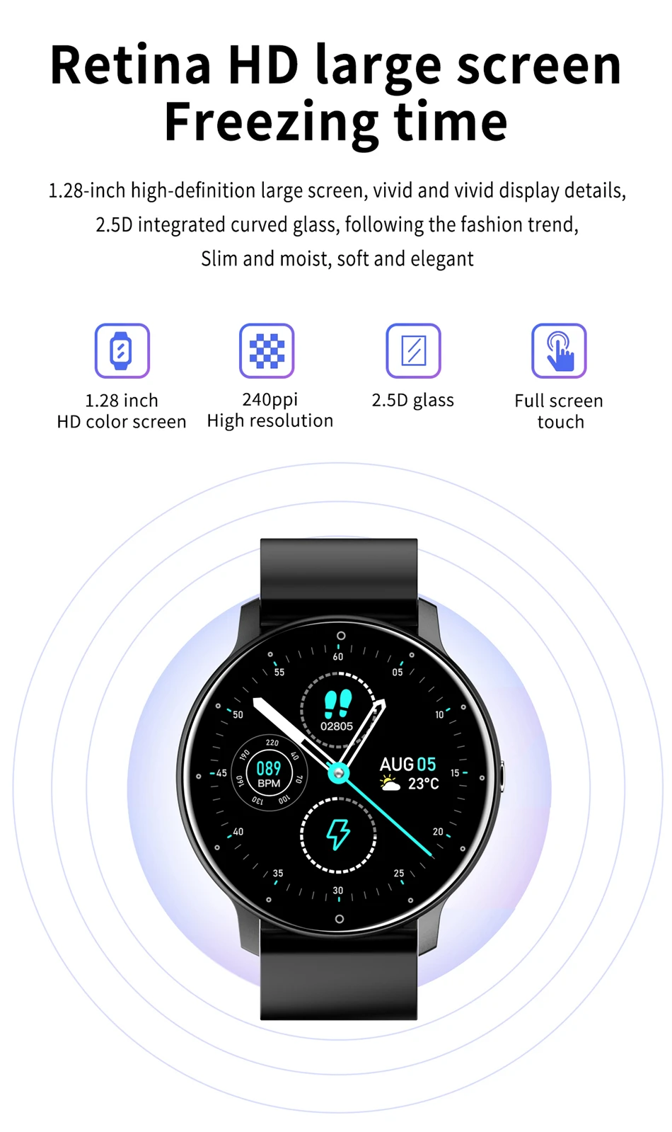 Reloj inteligente LIGE para hombres y mujeres con pantalla completamente t&aacute;ctil, llamadas por Bluetooth, reloj inteligente resistente al agua, relojes deportivos con seguimiento de actividad f&iacute;sica pa