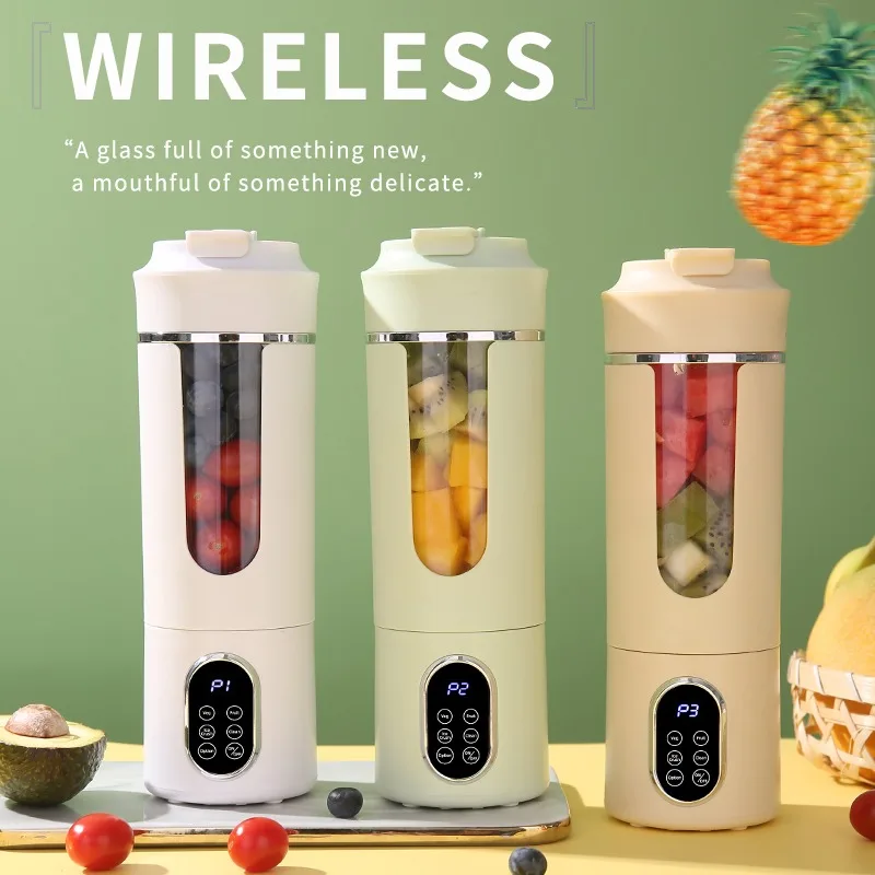 Nuevo Exprimidor port&aacute;til de 530ml, inal&aacute;mbrico, con carga USB, hielo triturado, jugo el&eacute;ctrico, 12 hojas, 4 engranajes, 7,4 V, Mini licuadora de jugo fresco