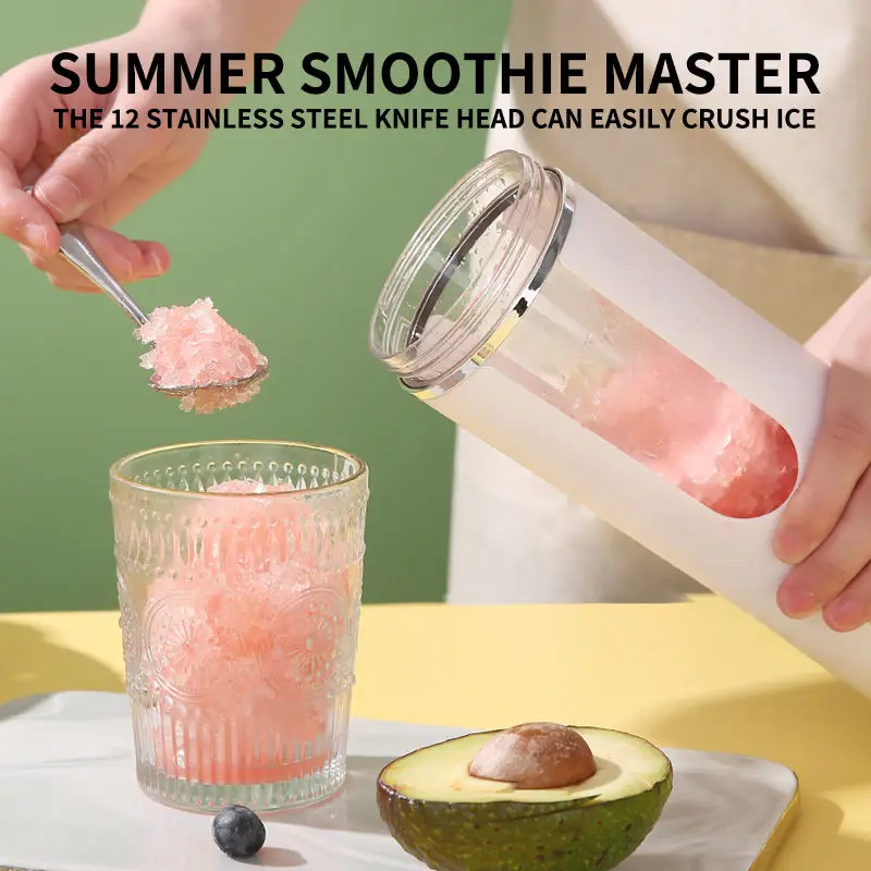 Nuevo Exprimidor port&aacute;til de 530ml, inal&aacute;mbrico, con carga USB, hielo triturado, jugo el&eacute;ctrico, 12 hojas, 4 engranajes, 7,4 V, Mini licuadora de jugo fresco