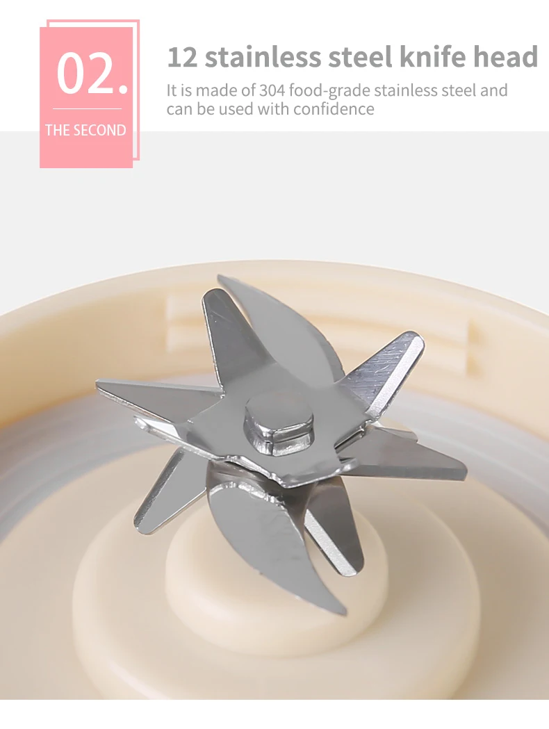 Nuevo Exprimidor port&aacute;til de 530ml, inal&aacute;mbrico, con carga USB, hielo triturado, jugo el&eacute;ctrico, 12 hojas, 4 engranajes, 7,4 V, Mini licuadora de jugo fresco