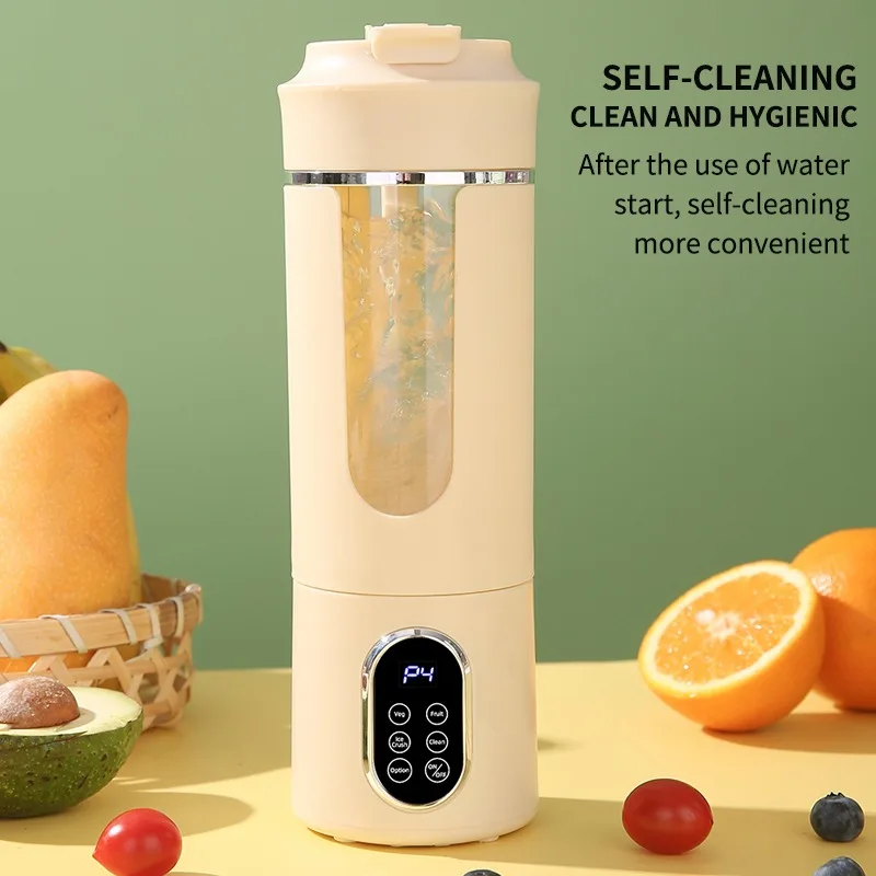 Nuevo Exprimidor port&aacute;til de 530ml, inal&aacute;mbrico, con carga USB, hielo triturado, jugo el&eacute;ctrico, 12 hojas, 4 engranajes, 7,4 V, Mini licuadora de jugo fresco