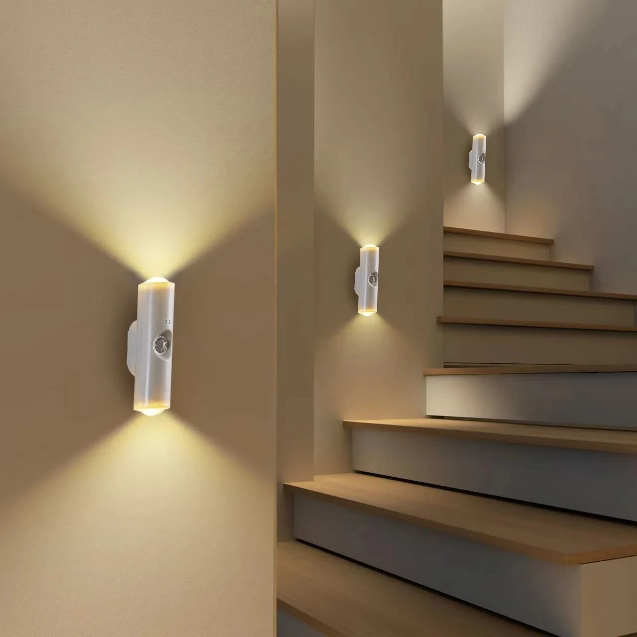 Luz nocturna inteligente con gradiente RGB, l&aacute;mpara de pared recargable con Sensor de movimiento magn&eacute;tico para dormitorio, ba&ntilde;o, armario, jard&iacute;n, decoraci&oacute;n del hogar