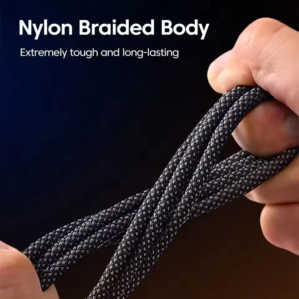 Cable de carga r&aacute;pida tipo C de 240W, trenzado de nailon con luz LED, Cable de carga de alta velocidad para iphone, Samsung, Huawei, Cable de datos duradero