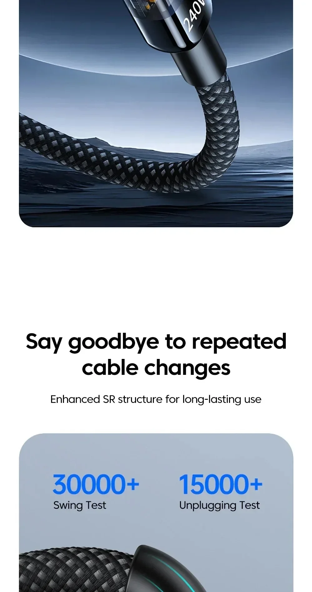 Cable de carga r&aacute;pida tipo C de 240W, trenzado de nailon con luz LED, Cable de carga de alta velocidad para iphone, Samsung, Huawei, Cable de datos duradero