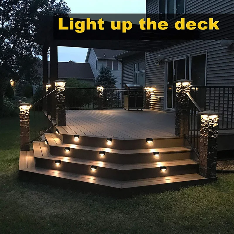 Paquete de 2/4/8/16 luces solares para cubierta, luces LED impermeables para exteriores con energ&iacute;a Solar, luces de paso para cubiertas, escaleras, Patio, decoraci&oacute;n de jard&iacute;n
