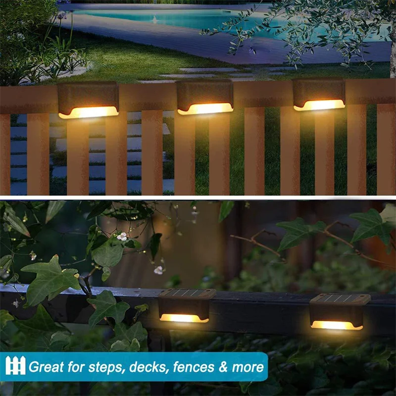 Paquete de 2/4/8/16 luces solares para cubierta, luces LED impermeables para exteriores con energ&iacute;a Solar, luces de paso para cubiertas, escaleras, Patio, decoraci&oacute;n de jard&iacute;n