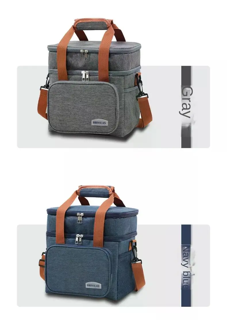 Bolsa de almuerzo t&eacute;rmica port&aacute;til, bolsas enfriadoras de alimentos para Picnic, estuche aislado, bolsa de almuerzo duradera impermeable para oficina, caja de refrigeraci&oacute;n con correa para el hombro