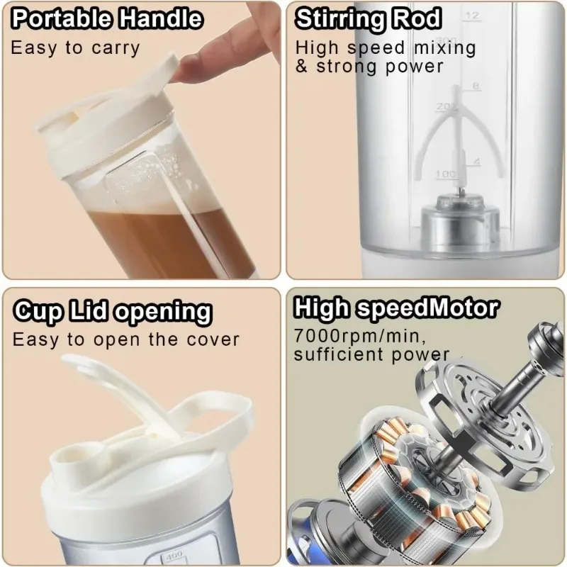 Taza el&eacute;ctrica con agitaci&oacute;n autom&aacute;tica, botella agitadora para batidos en polvo proteico, taza agitadora con carga USB con escala, taza de agua de 15 Oz, sin BPA