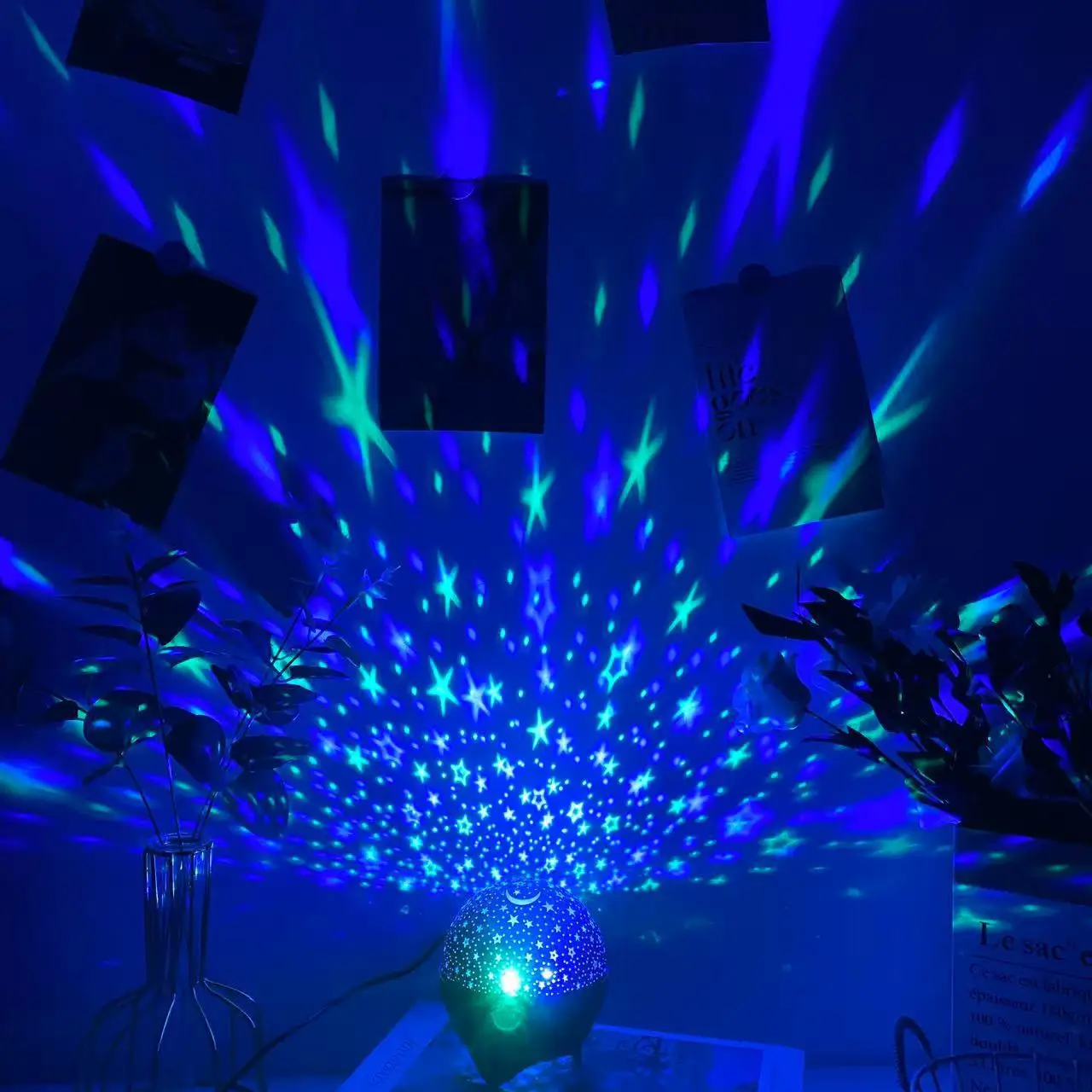 Luz Nocturna LED, Proyector de Cielo Estrellado, Galaxia y Luna, Cambio Autom&aacute;tico de Color, USB 5V RGB, Luz Ambiental para Habitaci&oacute;n Infantil, Fiesta de Cumplea&ntilde;os