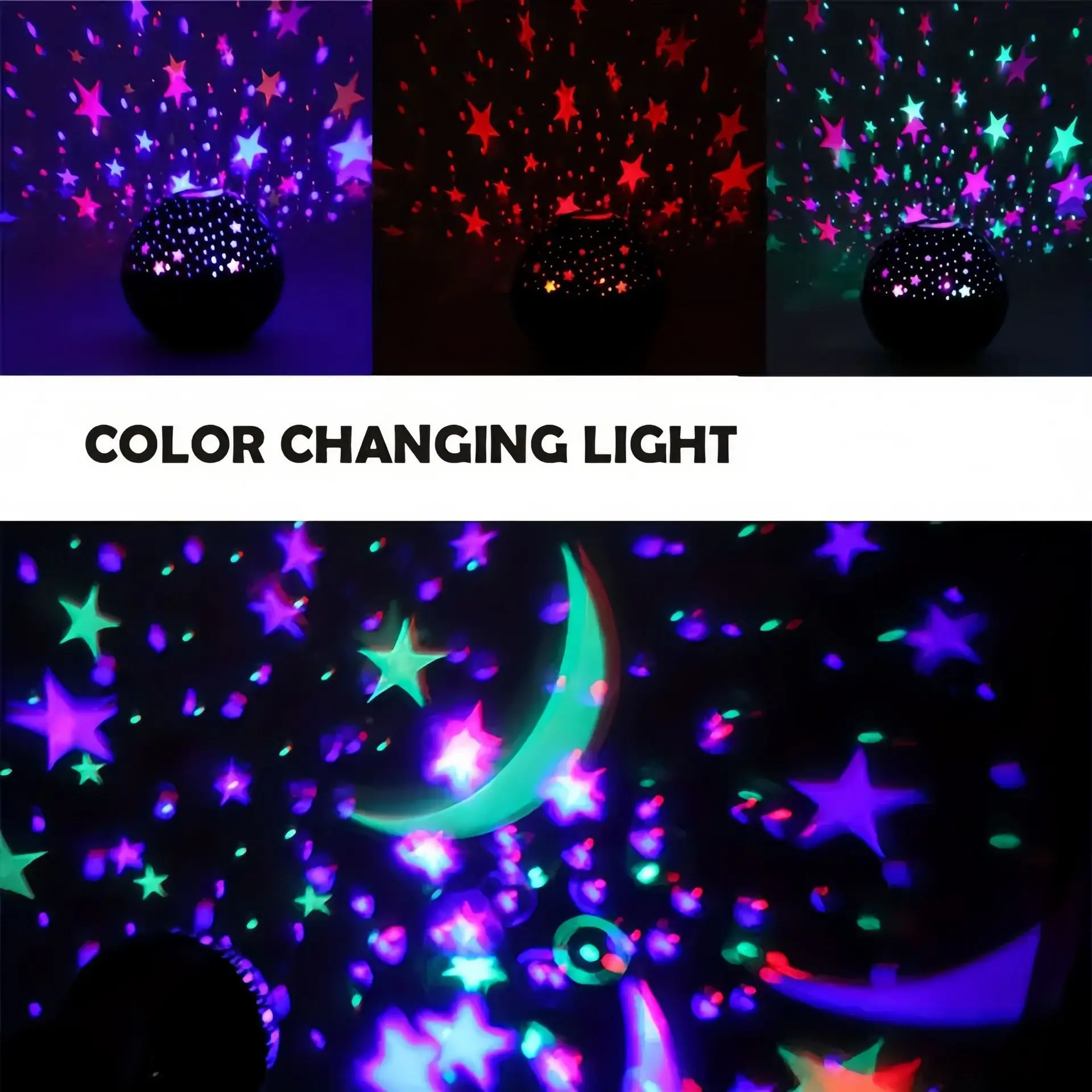 Luz Nocturna LED, Proyector de Cielo Estrellado, Galaxia y Luna, Cambio Autom&aacute;tico de Color, USB 5V RGB, Luz Ambiental para Habitaci&oacute;n Infantil, Fiesta de Cumplea&ntilde;os