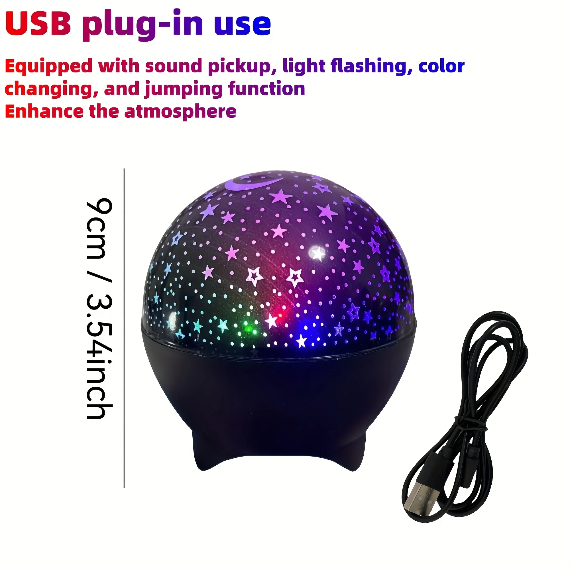 Luz Nocturna LED, Proyector de Cielo Estrellado, Galaxia y Luna, Cambio Autom&aacute;tico de Color, USB 5V RGB, Luz Ambiental para Habitaci&oacute;n Infantil, Fiesta de Cumplea&ntilde;os