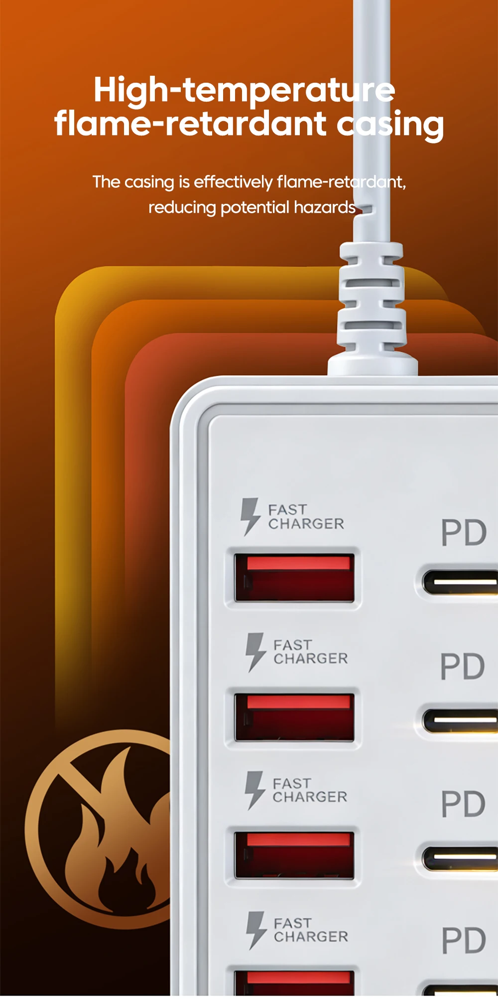 Estaci&oacute;n de carga USB 12 en 1, 6 puertos USB-A, 6 puertos USB-C, cargador r&aacute;pido, adaptador de enchufe con m&uacute;ltiples puertos y cable HUB para el hogar y la oficina.