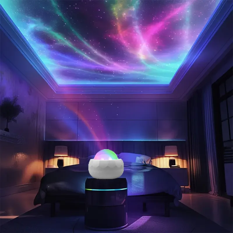 Proyector LED Aurora Luz nocturna LED Galaxy USB RGB 7 modos 360 &deg; Luz de cielo nocturno giratoria con control remoto para decoraci&oacute;n de sala de cine en casa