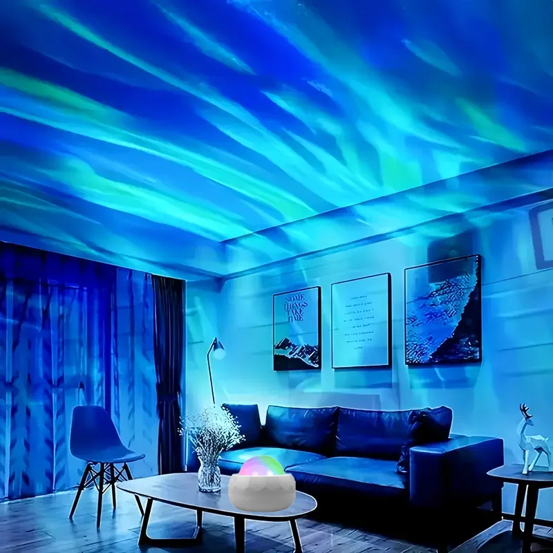 Proyector LED Aurora Luz nocturna LED Galaxy USB RGB 7 modos 360 &deg; Luz de cielo nocturno giratoria con control remoto para decoraci&oacute;n de sala de cine en casa
