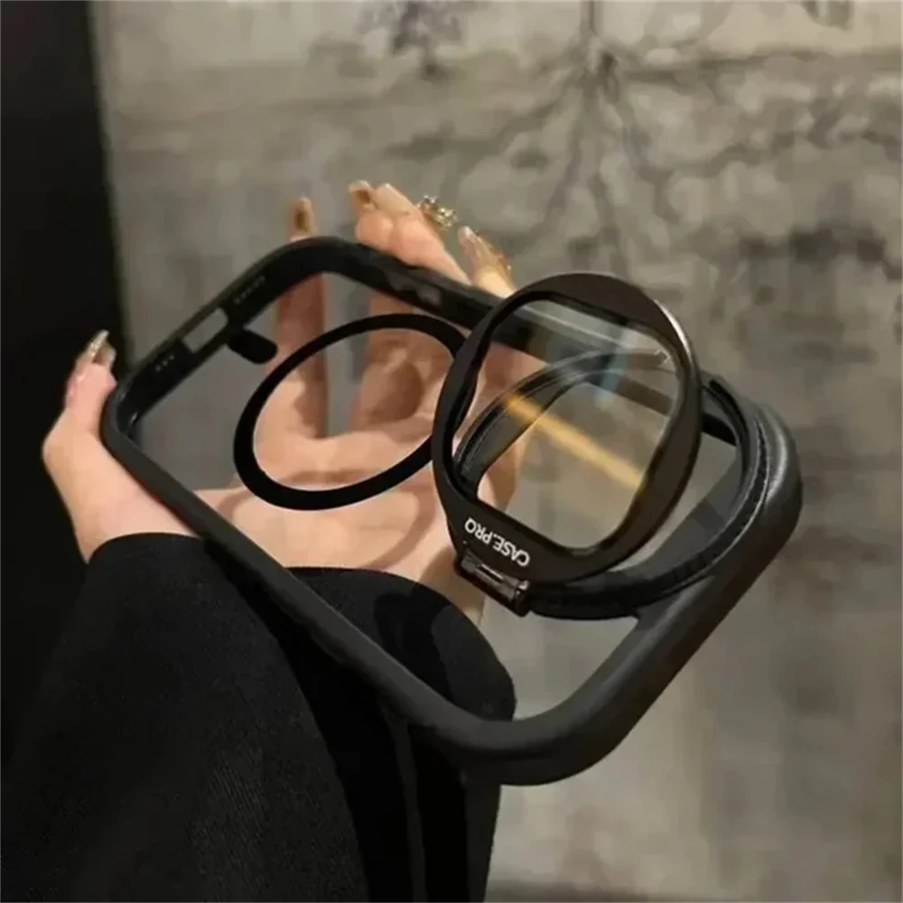 Soporte plegable con protecci&oacute;n para lente de c&aacute;mara, compatible con fundas magn&eacute;ticas MagSafe para iPhone 15, 11, 12, 13, 14, 16, 17 Pro Max Plus, cubierta transparente