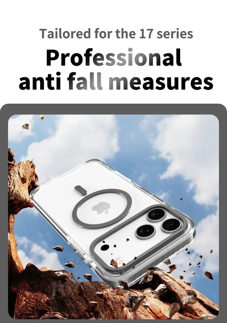 Funda de tel&eacute;fono HD con borde a rayas de PE de lujo para iPhone 17 Air 16 15 14 Plus 13 12 Pro Max para cubierta de carga inal&aacute;mbrica magn&eacute;tica Magsafe