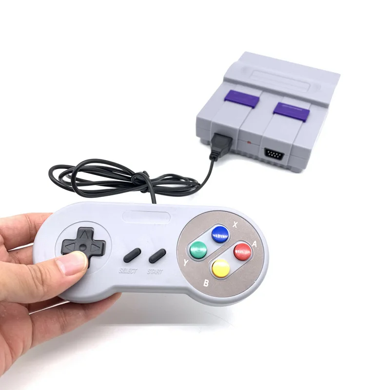 Consola de videojuegos retro para Snes de 8 bits con 821 juegos integrados para Snes, dos mandos y salida AV.