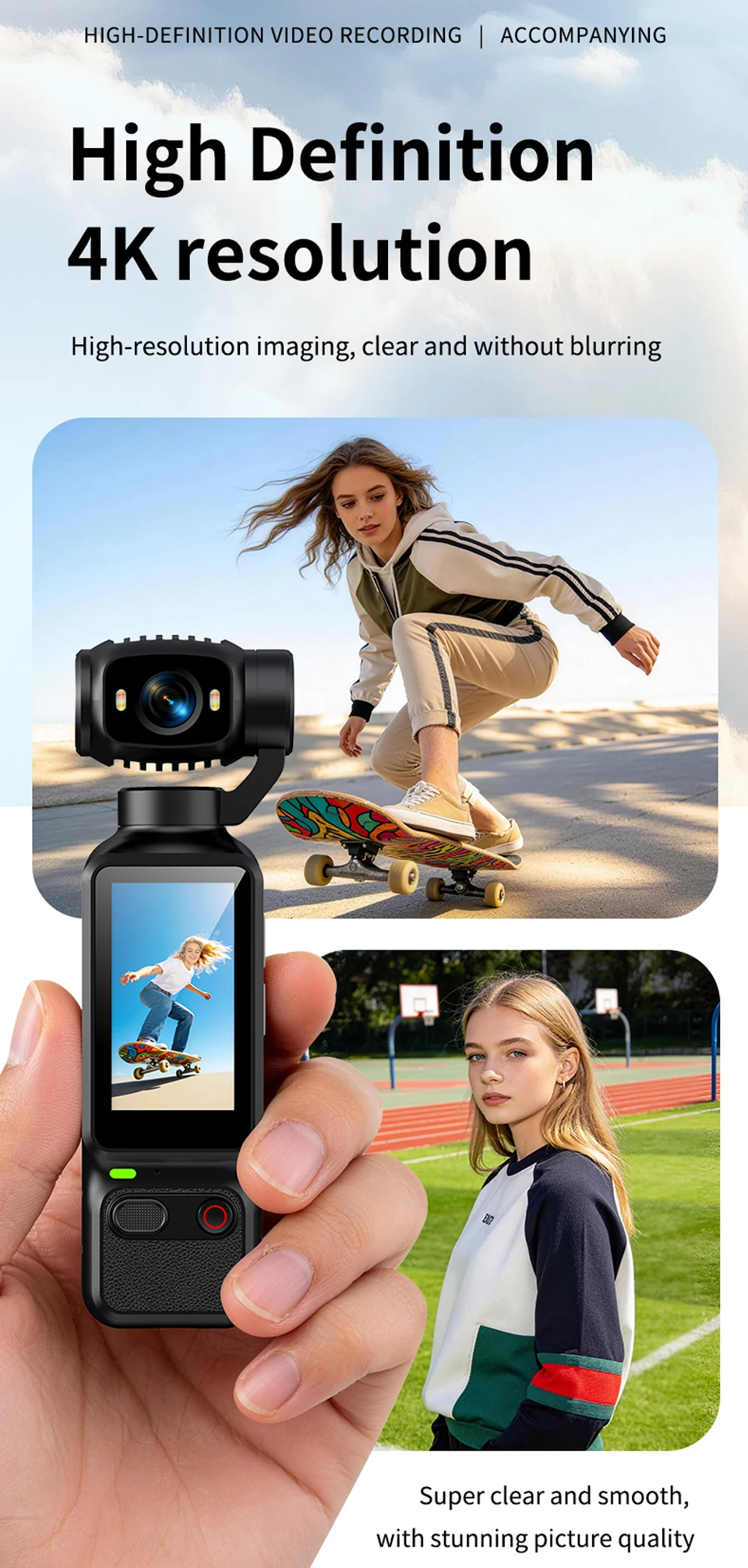 C&aacute;mara de acci&oacute;n port&aacute;til HD 1080P con soporte de escritorio para Vlog, YouTube, grabaci&oacute;n de videos para chicas, c&aacute;maras de acci&oacute;n para grabar la vida diaria.
